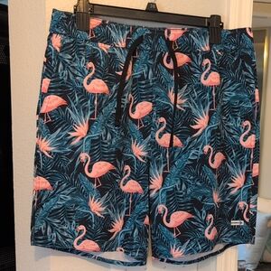 Flamingo Print Swim Shorts Brand New